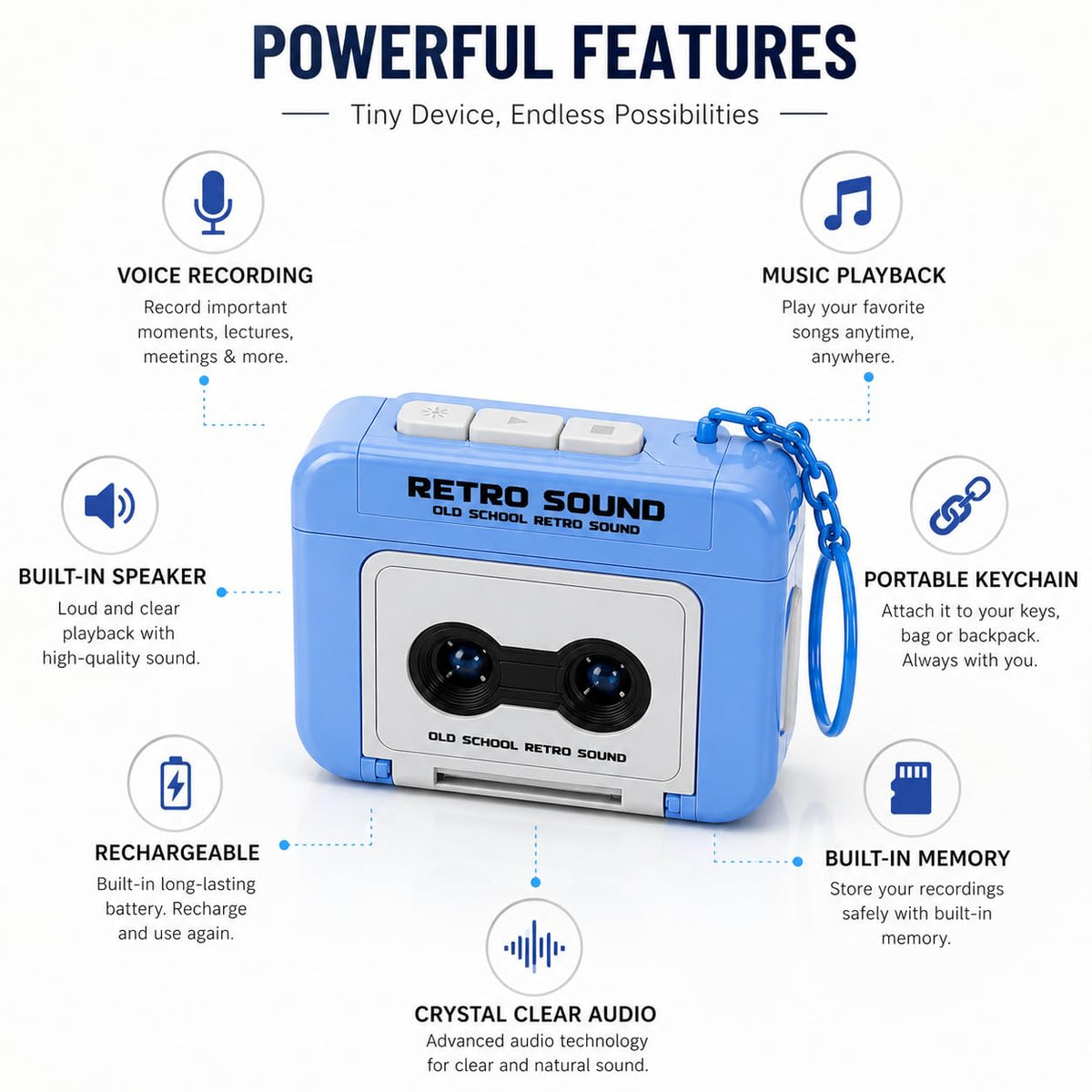 Mini Audio Recorder Keychain